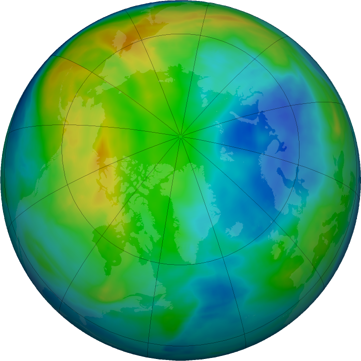 Arctic ozone map for 22 November 2019